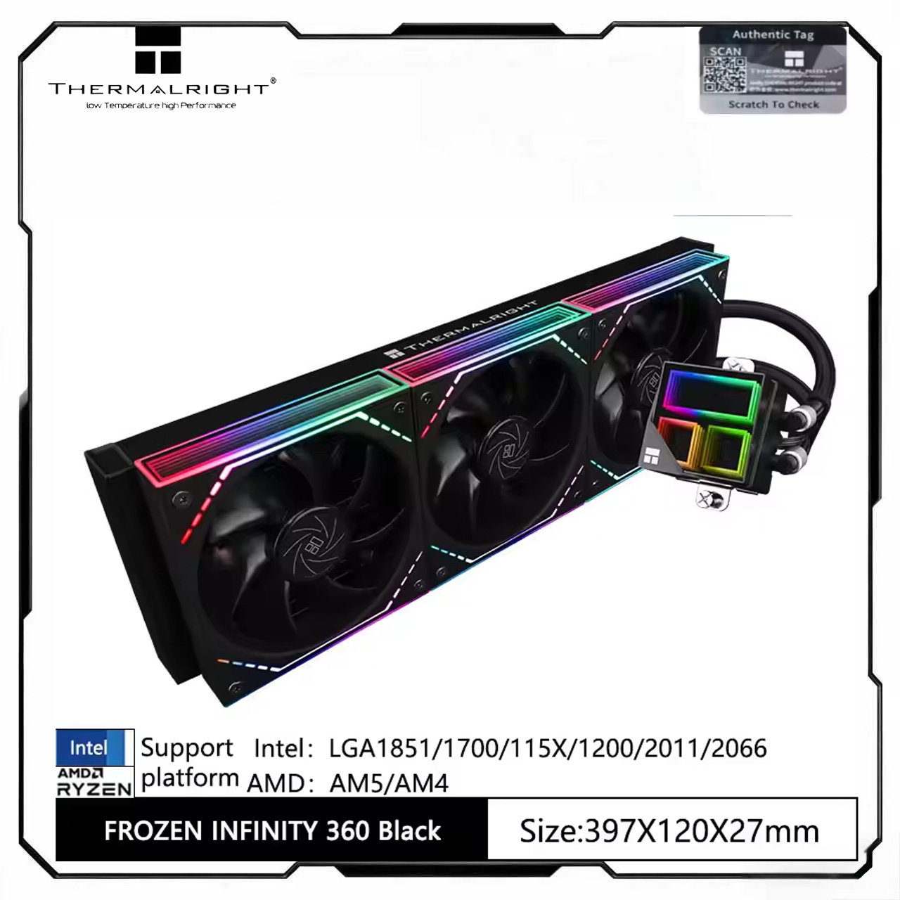 Aio Liquid Cooler 360Mm Argb - Enfriador Líquido para CPU Thermalright FROZEN