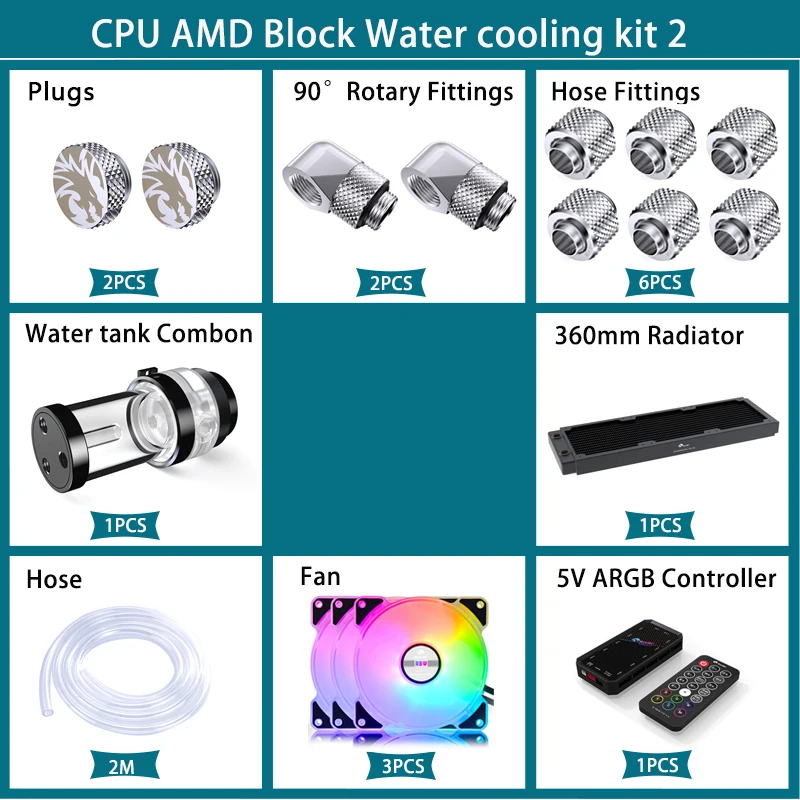 Cpu Water Cooler 240Mm Rgb - BYKSKI-Kit de refrigeración por agua, bomba