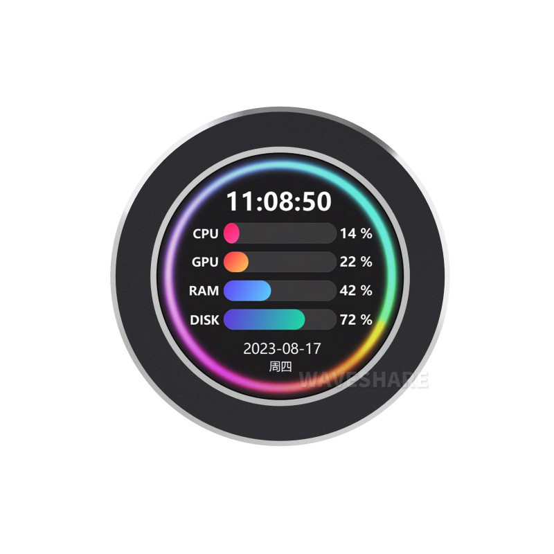Aio Cooler Lcd Display Screen - Monitor USB Waveshare de 2,1/2,8 pulgadas,